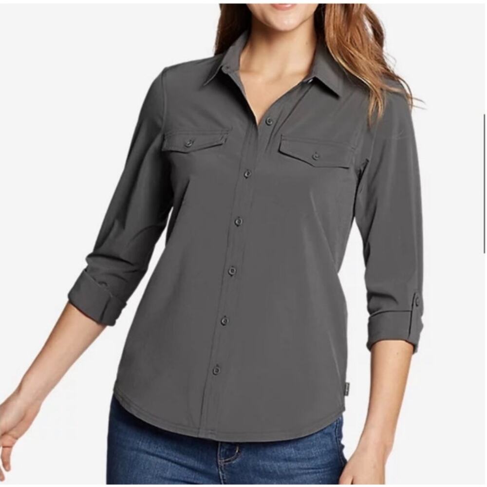 Eddie Bauer Gray Button Down Shirt for Women